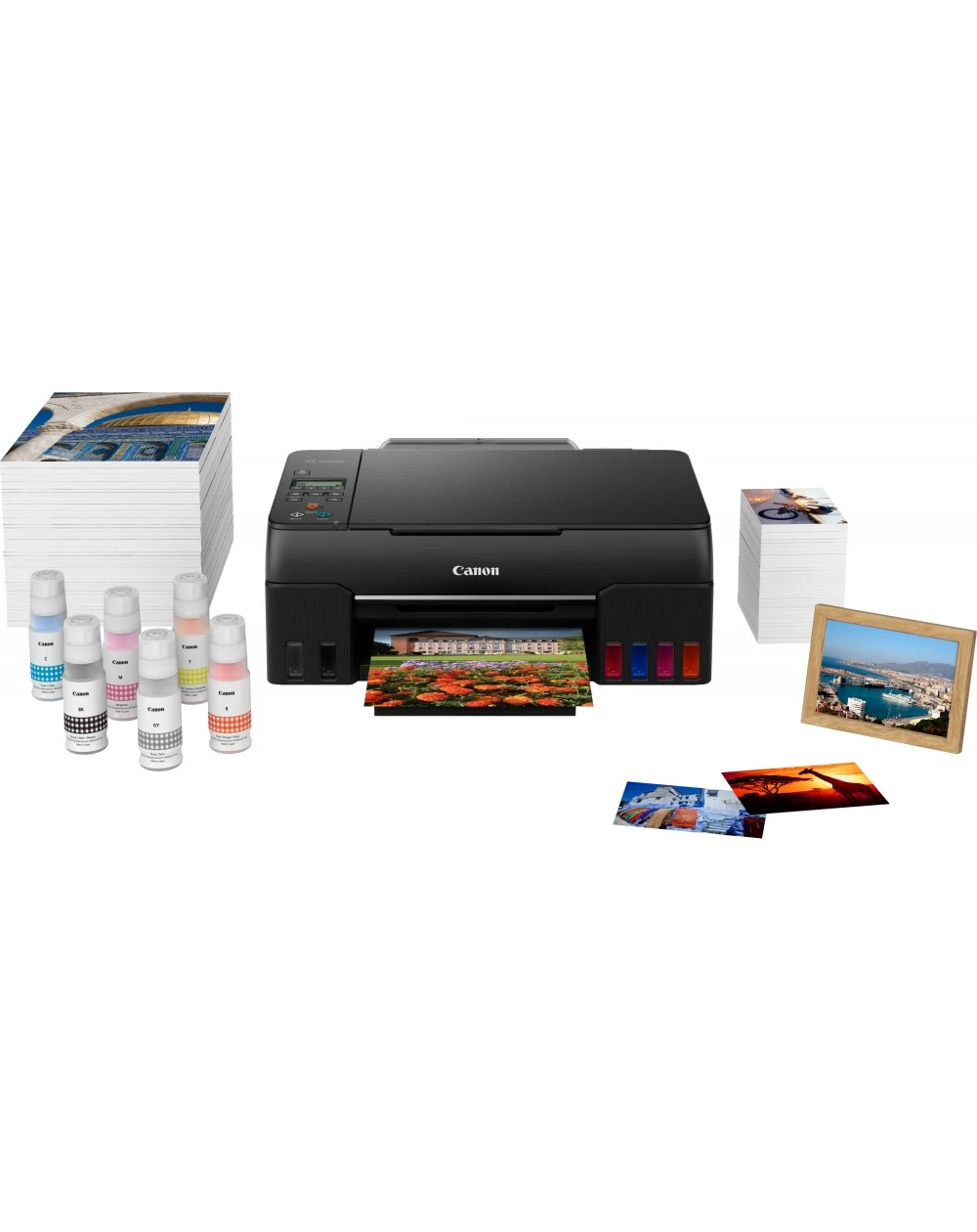 Imprimante Canon PIXMA G640 avec réservoirs d’encre rechargeables, idéale pour des impressions économiques, une qualité exceptionnelle et des fonctionnalités multifonctions.